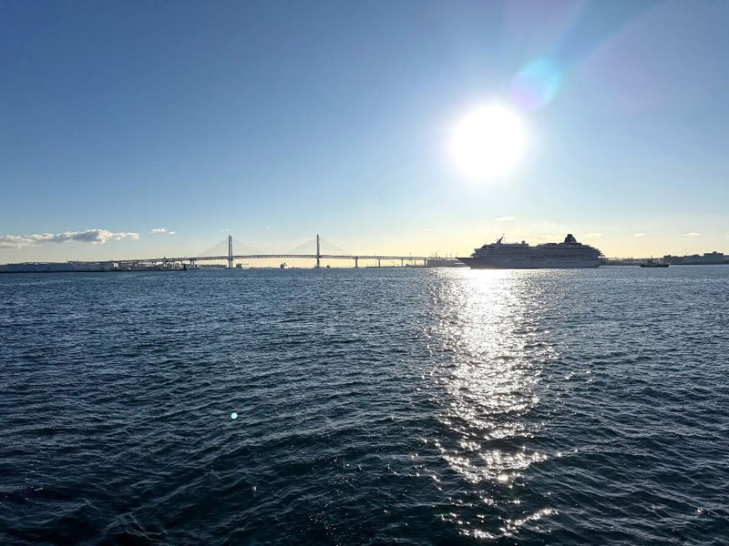 1.飛鳥Ⅱが入港する横浜港